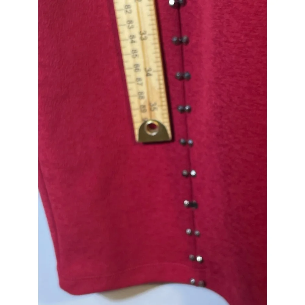 Size 10 red sleeveless midi dress office church date NWT ￼ metal embellishments - Picture 7 of 7